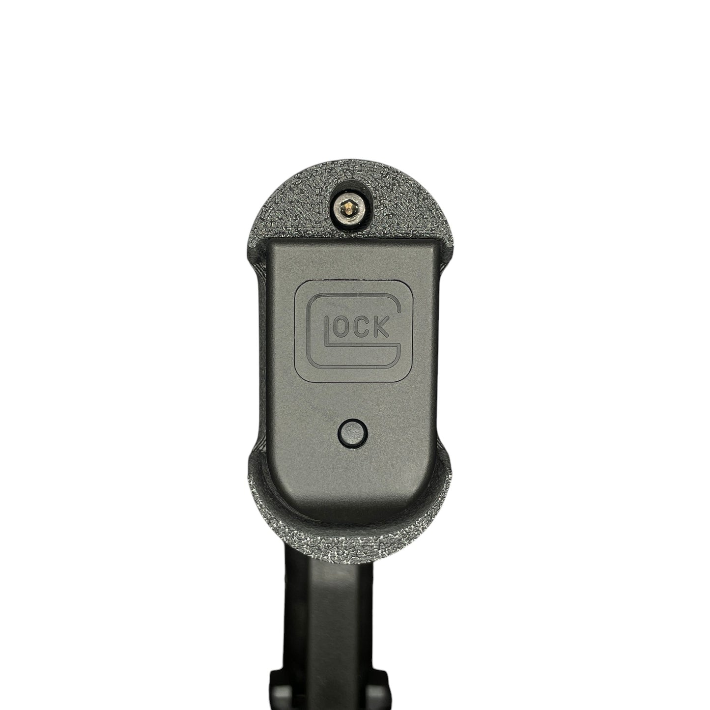 Rapid Engineering Inc. magwell for Glock 43X & 48, angled close-up showing OEM mag inserted.