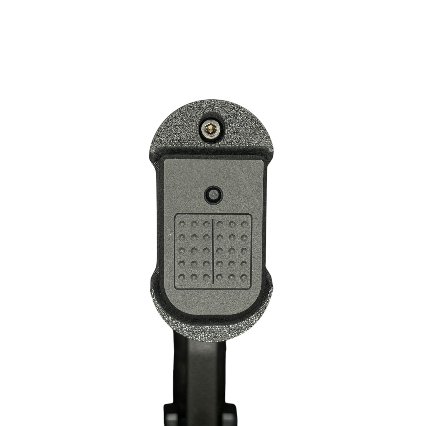 Rapid Engineering Inc. magwell for Glock 43X & 48, angled close-up showing Shield Arms S15 magazine inserted.