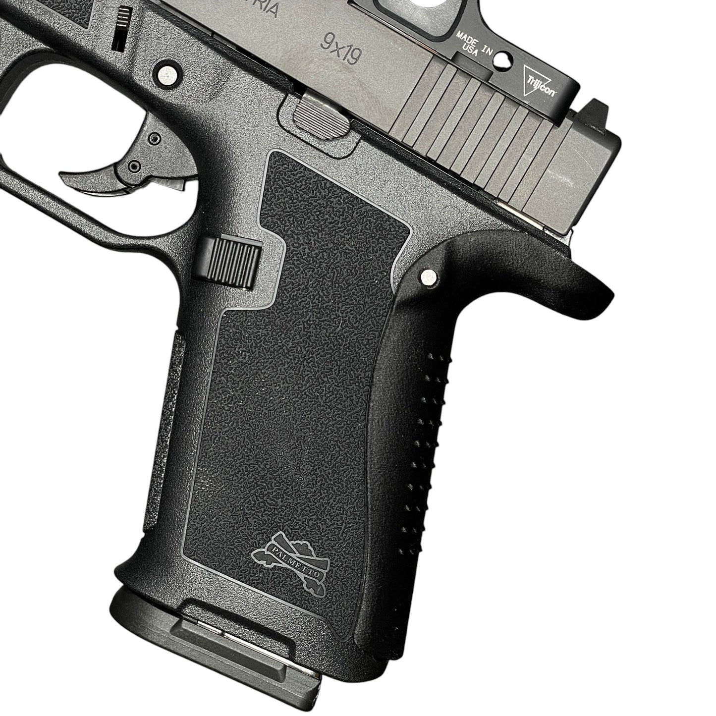 Rapid Engineering Inc. large backstrap beavertail grip for Palmetto State Armory PSA Micro Dagger, side view showing improved grip angle