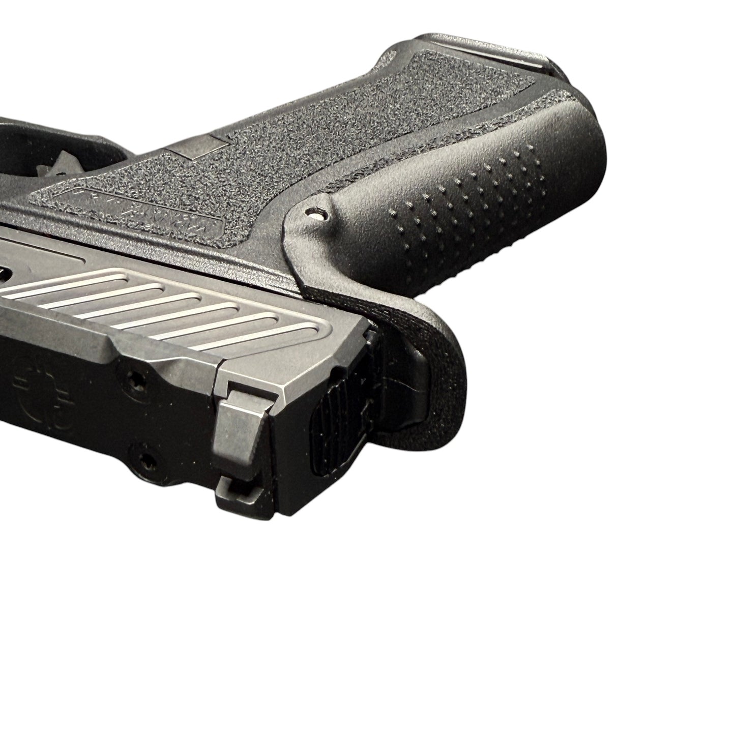 Rapid Engineering Inc. large backstrap beavertail grip for Shadow Systems CR920X, top view showing beavertail that eliminates slide bite.