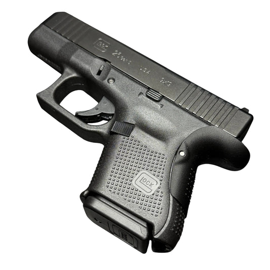 Rapid Engineering Inc. backstrap beavertail grips for Glock 26 Gen 4/5, angled view showing improved grip angle for enhanced control. New Release