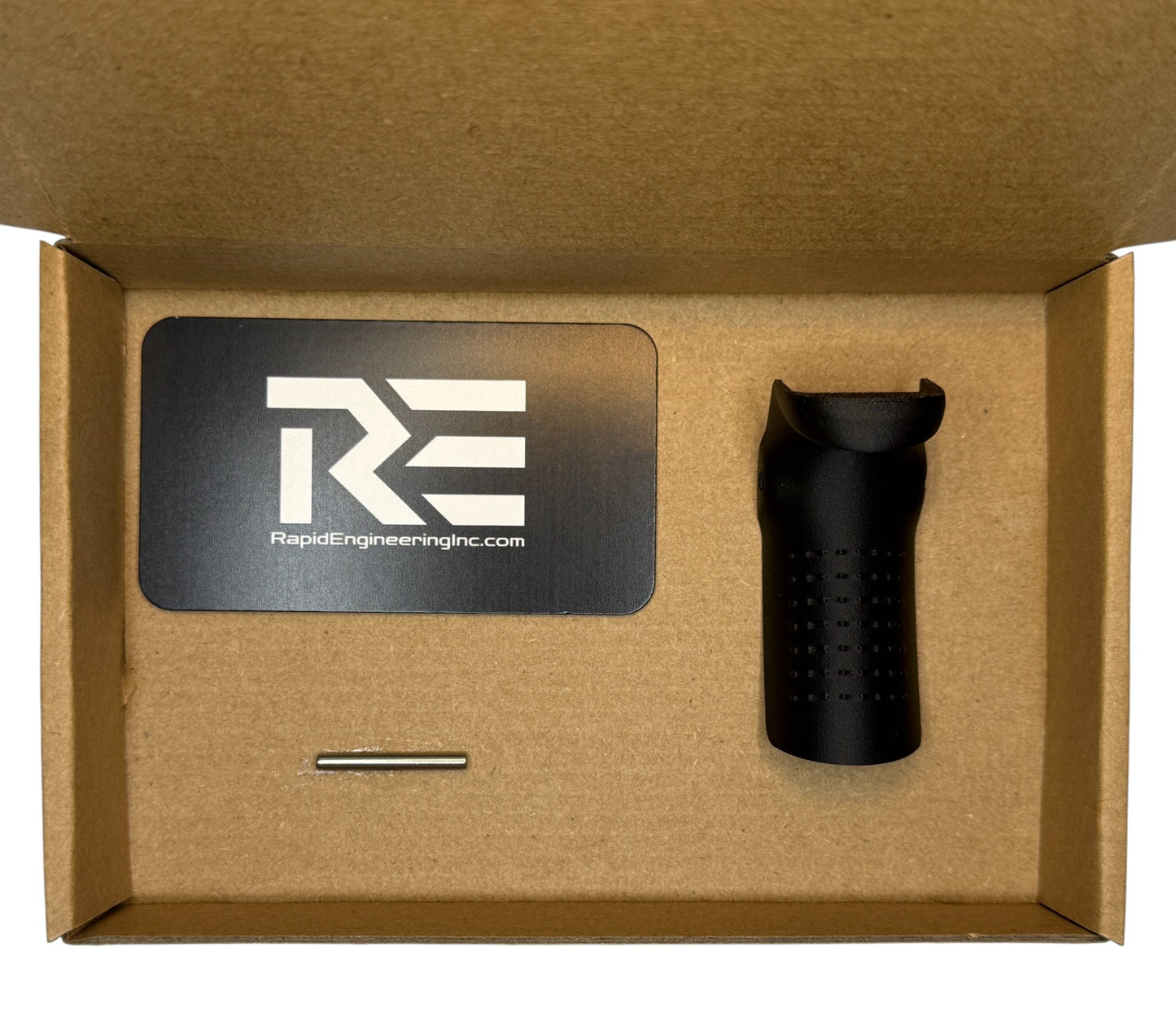 Rapid Engineering Inc. backstrap beavertail grip for Glock 43, showing contents of package