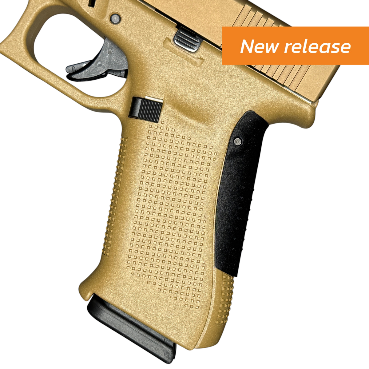 Rapid Engineering Inc. Glock 17 Gen 5 Backstrap Close Up with New Release Tag