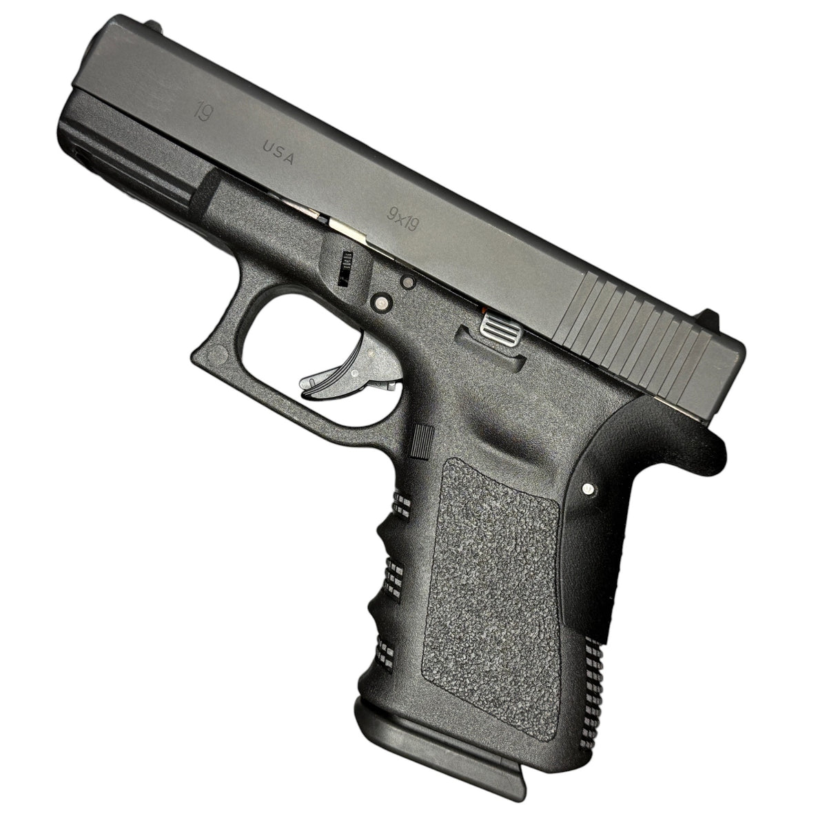Rapid Engineering Inc. backstrap beavertail grips for Glock 19 Gen 3, full side view