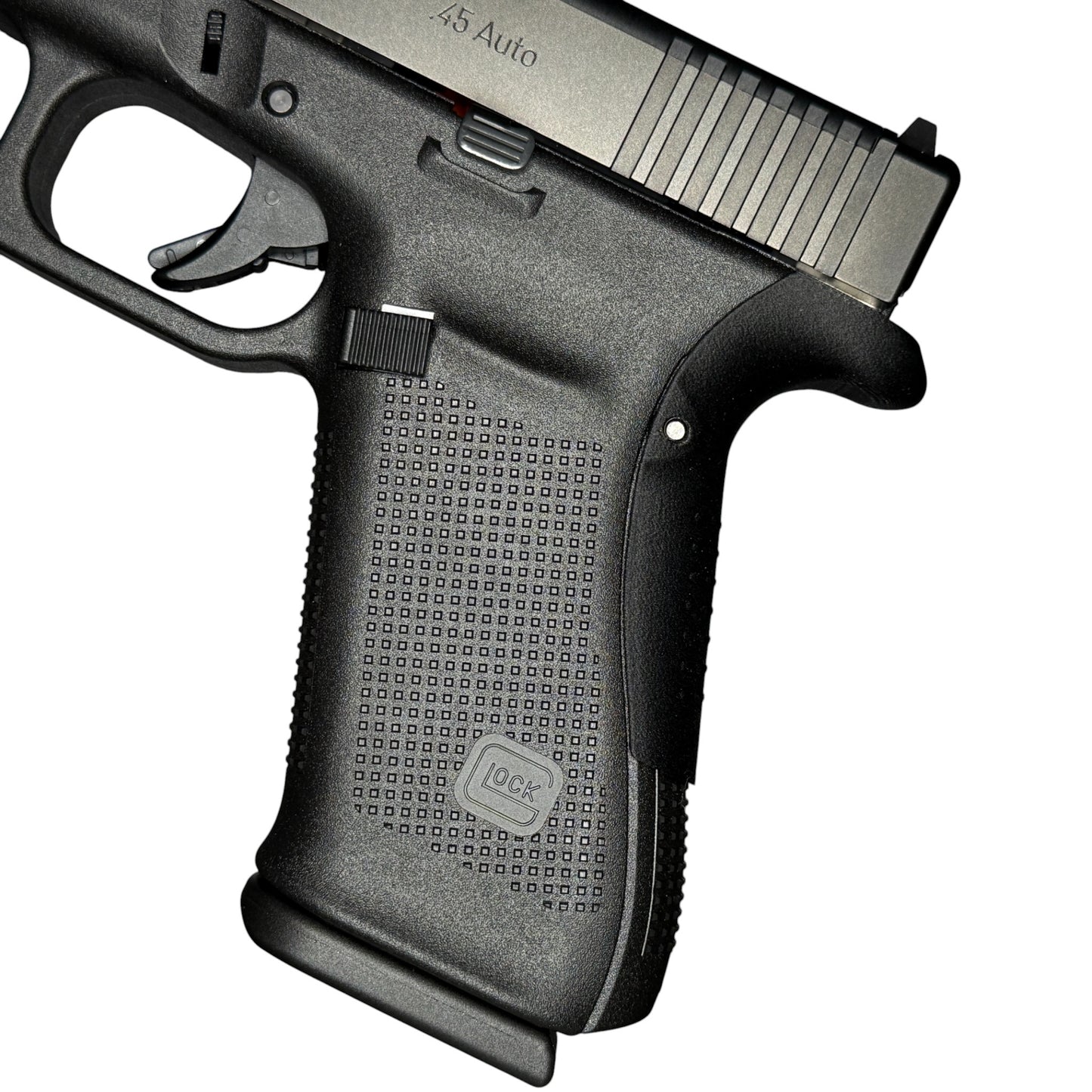Rapid Engineering Inc. backstrap beavertail grips for Glock 21 Gen 4&5, side view showing improved grip angle