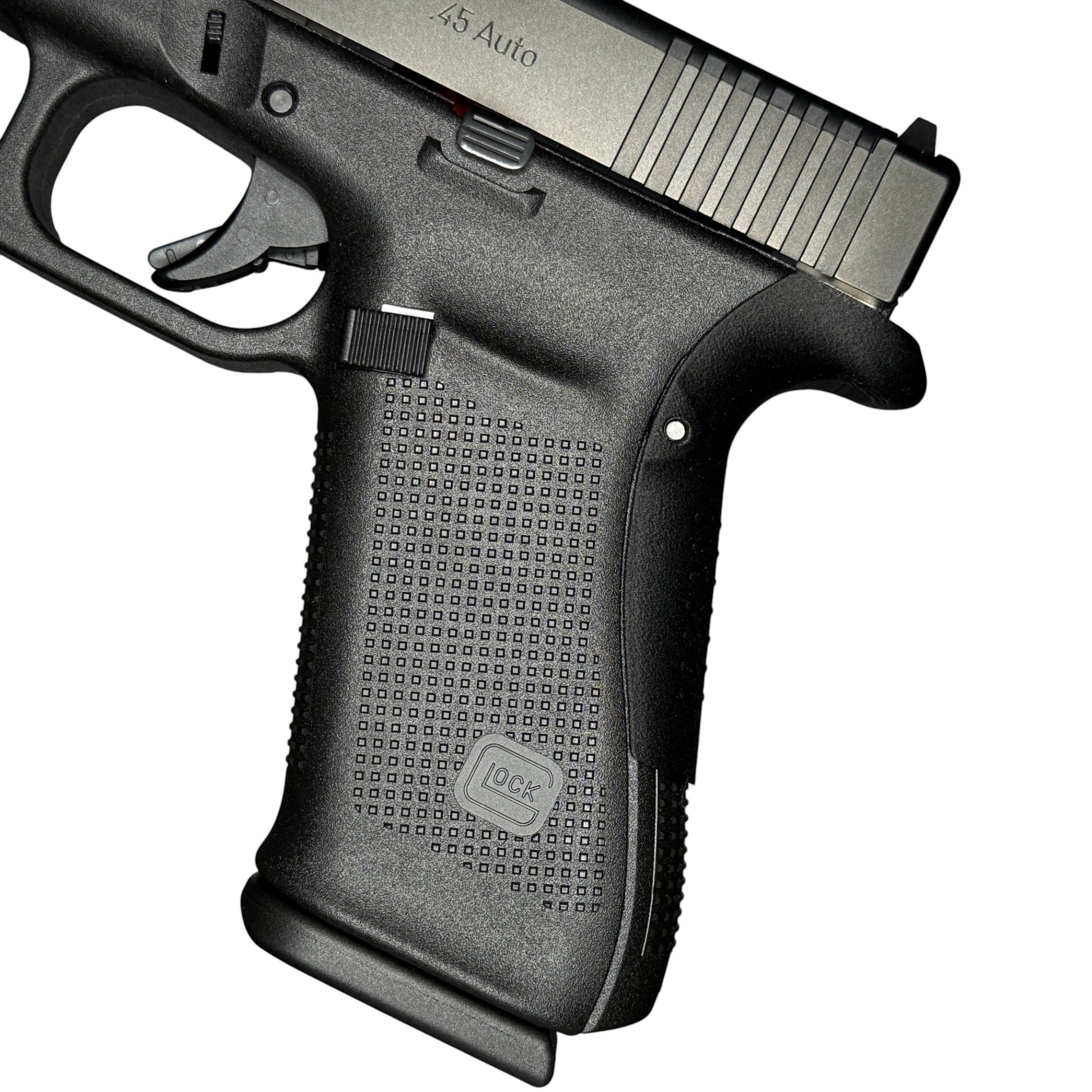 Rapid Engineering Inc. backstrap beavertail grips for Glock 21 Gen 4&5, side view showing improved grip angle
