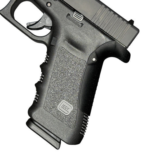 Rapid Engineering Inc. backstrap beavertail grips for Glock 17 Gen 3, close-up view showing improved grip angle