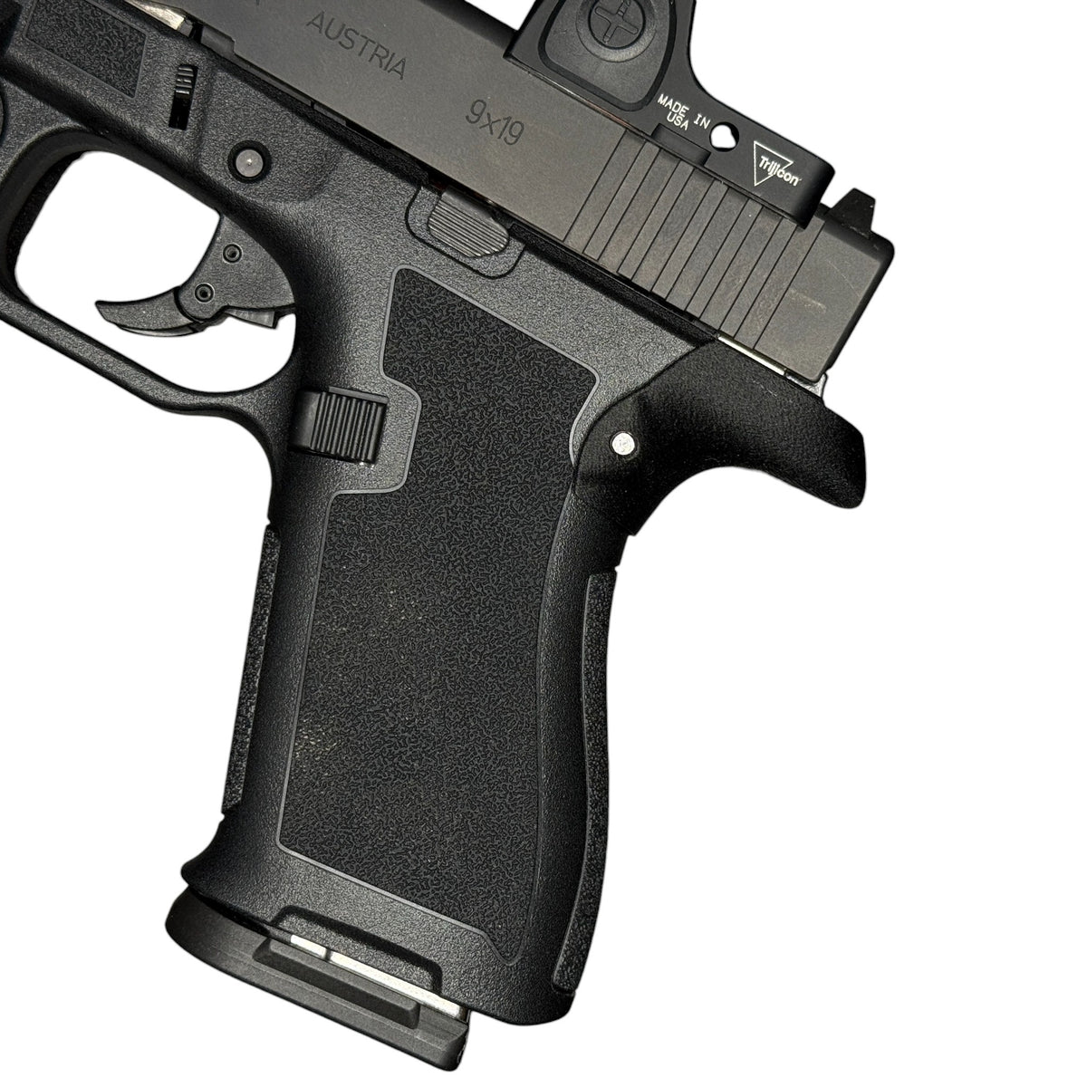 Rapid Engineering Inc. small backstrap beavertail grip for Palmetto State Armory PSA Micro Dagger, side view