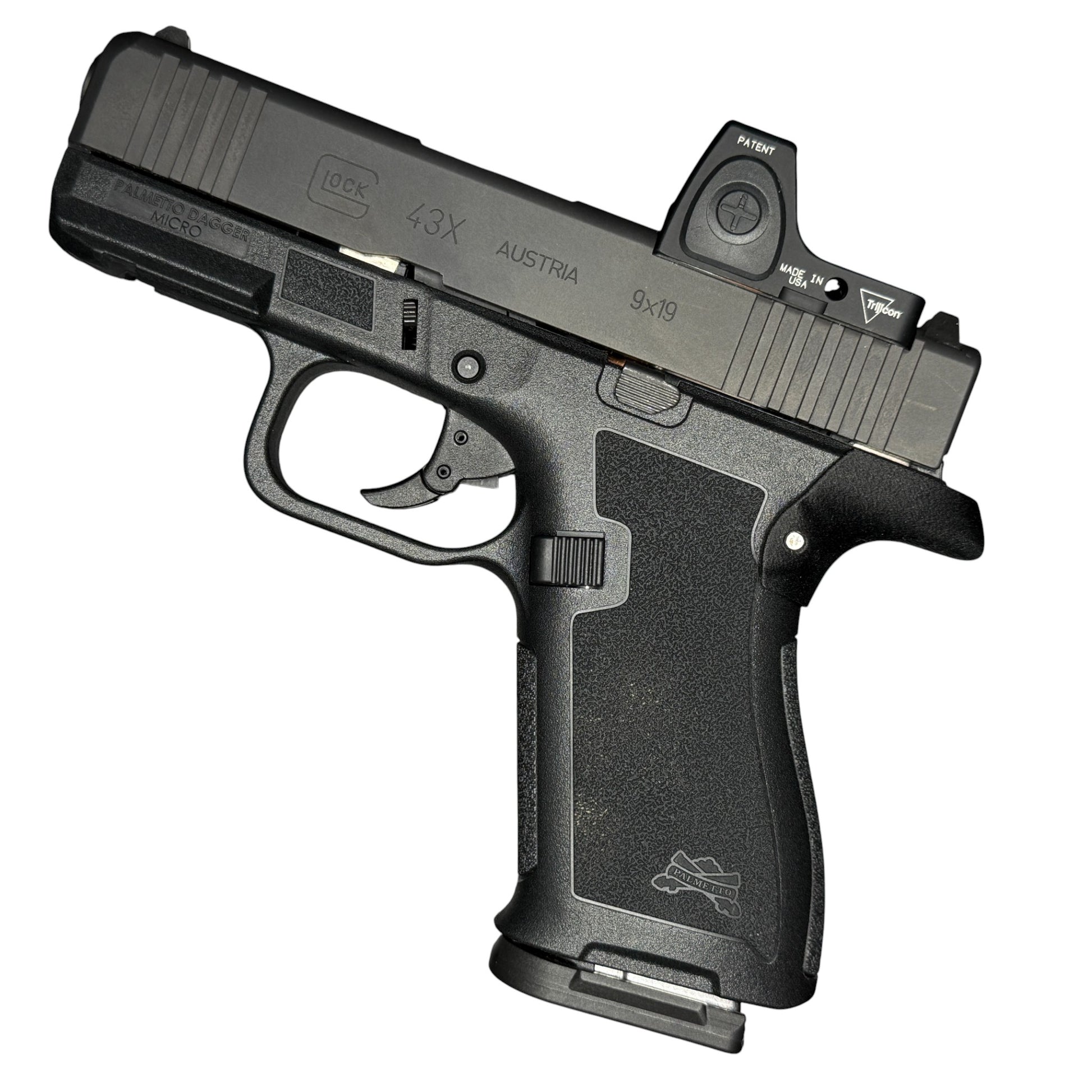 Rapid Engineering Inc. small backstrap beavertail grip for Palmetto State Armory PSA Micro Dagger, full side view