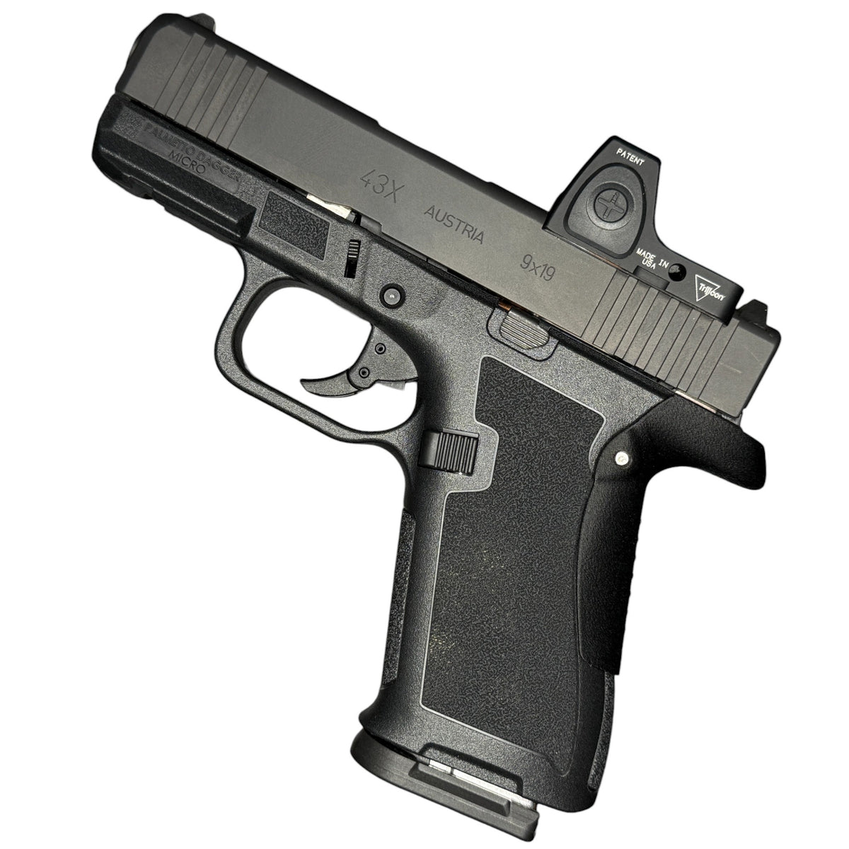 Rapid Engineering Inc. small backstrap beavertail grip for Palmetto State Armory PSA Micro Dagger, full side view