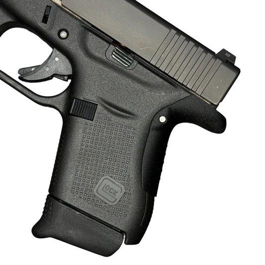 Rapid Engineering Inc. backstrap beavertail grip for Glock 43, side view showing improved grip angle