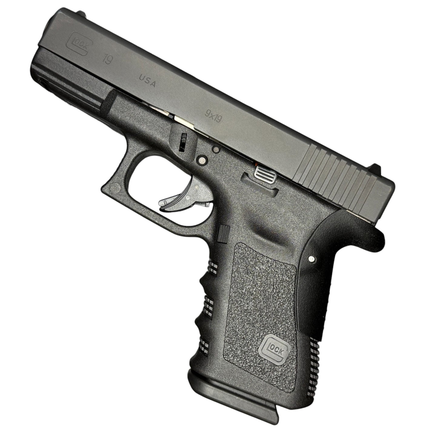 Rapid Engineering Inc. backstrap beavertail grips for Glock 19 Gen 3, full side view