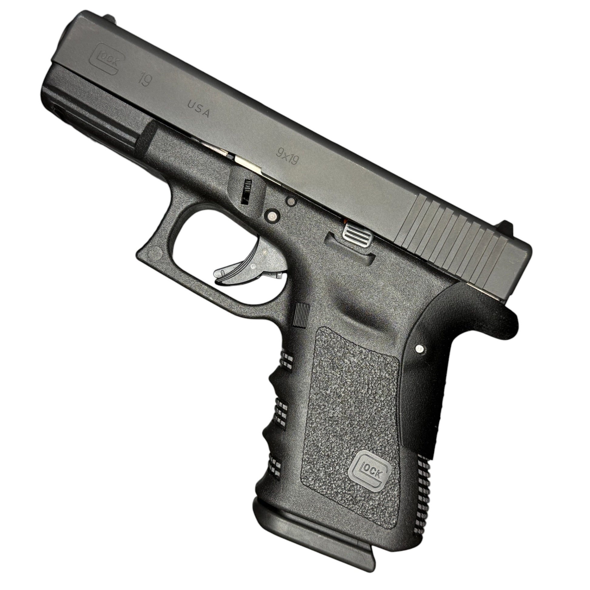 Rapid Engineering Inc. backstrap beavertail grips for Glock 19 Gen 3, full side view