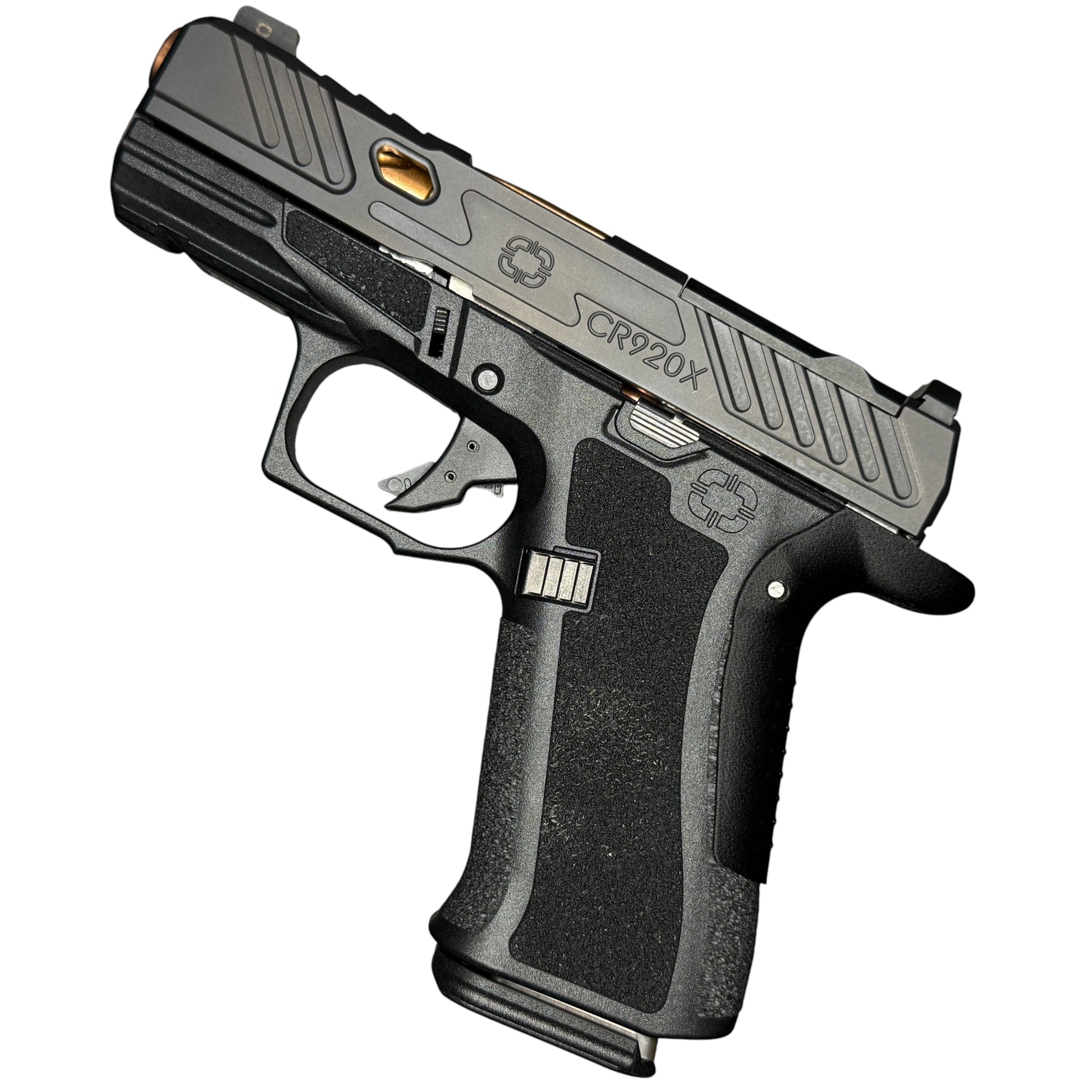 Rapid Engineering Inc. medium backstrap beavertail grip for Shadow Systems CR920X, side view