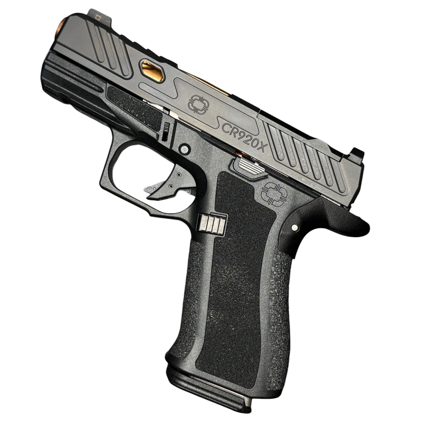 Rapid Engineering Inc. small backstrap beavertail grip for Shadow Systems CR920X, side view