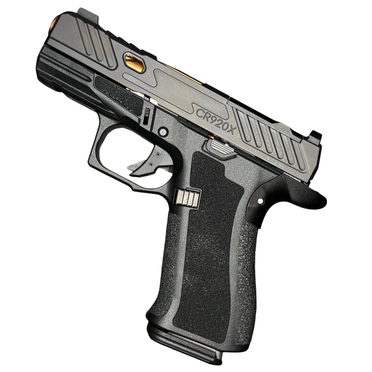 Rapid Engineering Inc. small backstrap beavertail grip for Shadow Systems CR920X, side view