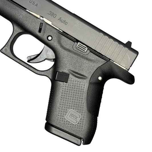 Rapid Engineering Inc. backstrap beavertail grip for Glock 42, side view showing improved grip angle